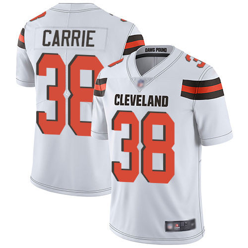 Cleveland Browns T J Carrie Men White Limited Jersey 38 NFL Football Road Vapor Untouchable
